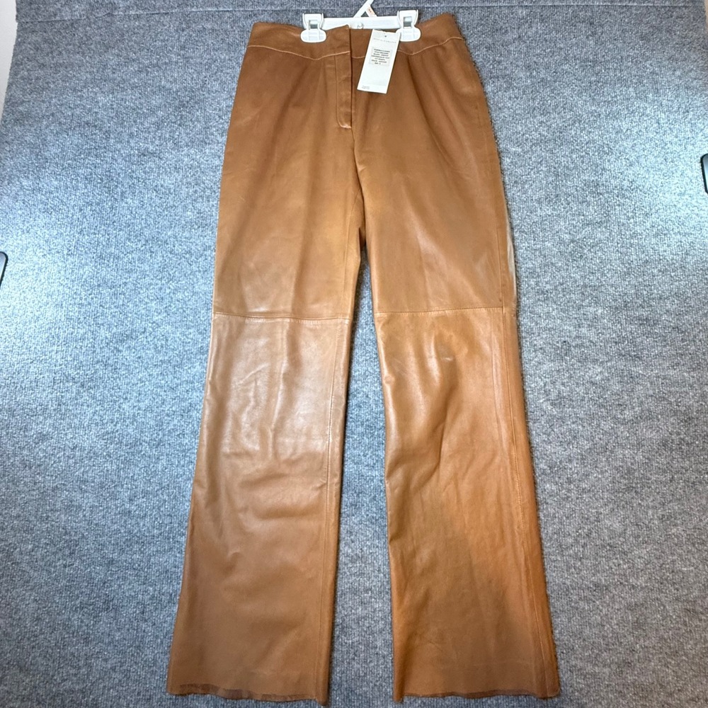 Garfield & Marks Womens Luggage Tan Genuine Leather Contemporary Pants Size 4